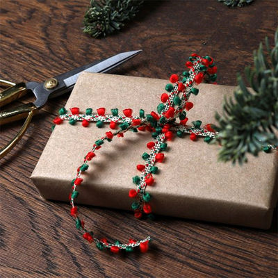 10mm*10m Mutlu Noel hediye paketleme ve festival dekorasyonu için kadife kulak kenarı