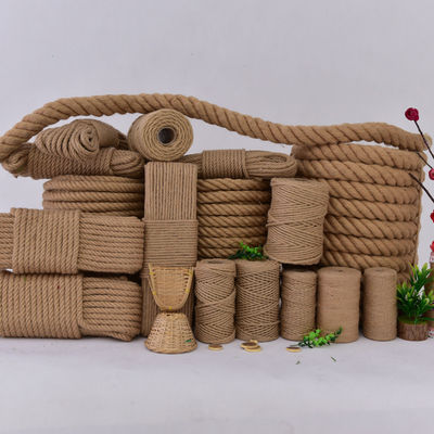 6mm-60mm Sarı Jute 3 iplik Dönüştürülmüş ip Dekorasyon veya Deniz Balıkçılık ipliklerinde uygulanır